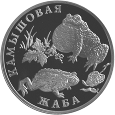 Монета России 1 рубль 2004 года Реверс -  Камышовая жаба