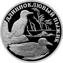 Монета России 1 рубль 2005 года Реверс -  Длинноклювый пыжик