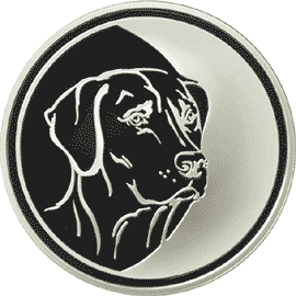 Монета России реверс -  Cобака 3 рубля 2006 года 